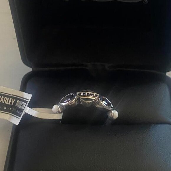 Harley Davidson Womens Sterling Silver Garland Stone Bar & Shield Ring 7 NWT‌ - Picture 3 of 5